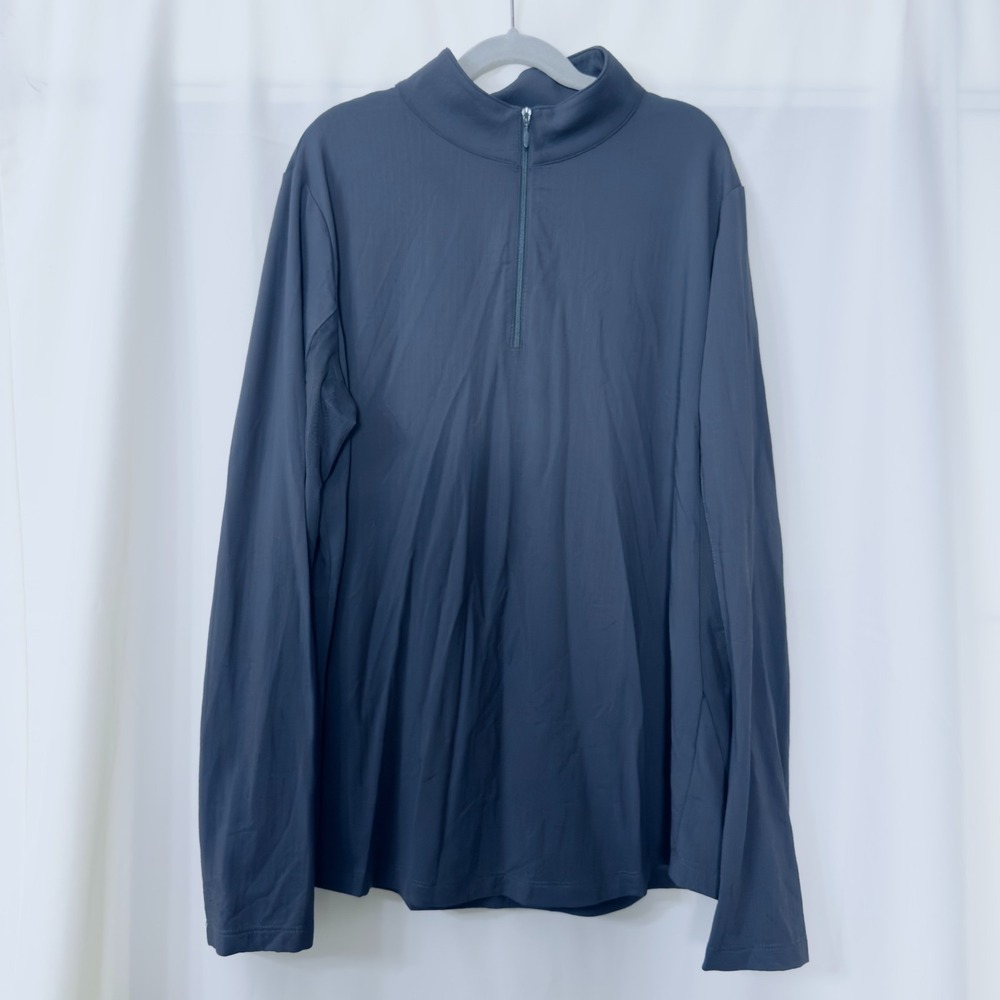 IBKÜL Sz Large Black Quarter Zip Mesh Sleeve UPF 50+ Golf Tennis Performance Top